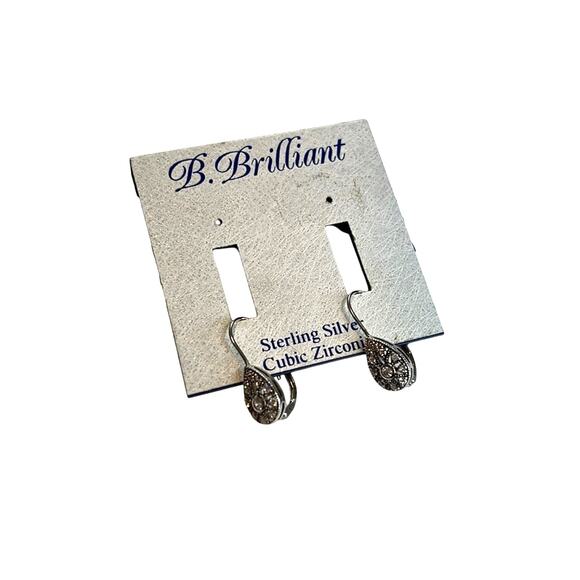 B. Brilliant Sterling Silver Cubic Zirconia Teardrop Dangle Earrings, NWT - Picture 1 of 3